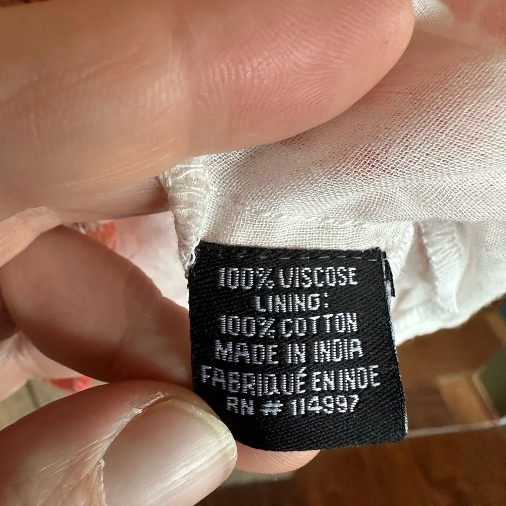 Tolani Pink, Peach & Orange Flowy Blouse with puff 3/4 Sleeves - Picture 6 of 7